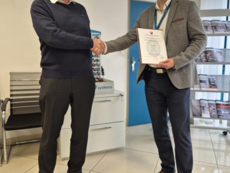 ODOVZDÁVANIE OSVEDČENÍ O ZHODE SPOLOČNOSTI KOVAL SYSTEMS, a.s., Beluša